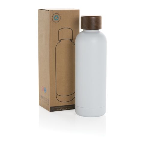 Wood Vakuumflasche aus RCS recyceltem Stainless-Steel weiß | ohne Werbeanbringung | Nicht verfügbar | Nicht verfügbar