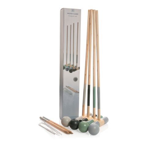 Krocket-Set aus Holz braun | ohne Werbeanbringung | Nicht verfügbar | Nicht verfügbar