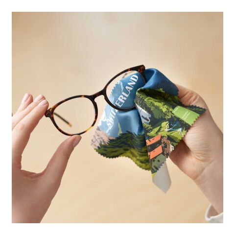 POLYCLEAN rPET Brillentuch im Pergaminbeutel, All-Inclusive-Paket  4C-Digitaldruck | 15 x 15 cm