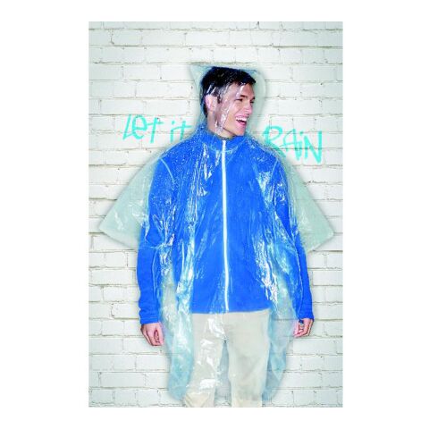 Regenmantel im transparenten Polybeutel blau