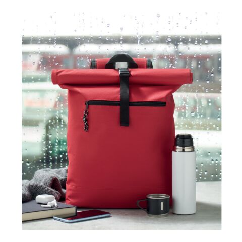 Rolltop-Rucksack 600D rot | ohne Werbeanbringung | Nicht verfügbar | Nicht verfügbar | Nicht verfügbar