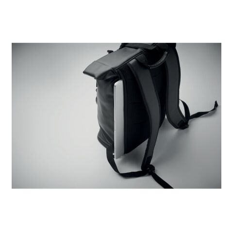 15&quot; Rolltop-Rucksack PU schwarz | ohne Werbeanbringung | Nicht verfügbar | Nicht verfügbar