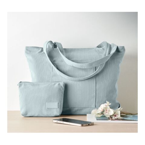 Einkaufstasche Kord-Polyester himmelblau | ohne Werbeanbringung | Nicht verfügbar | Nicht verfügbar | Nicht verfügbar