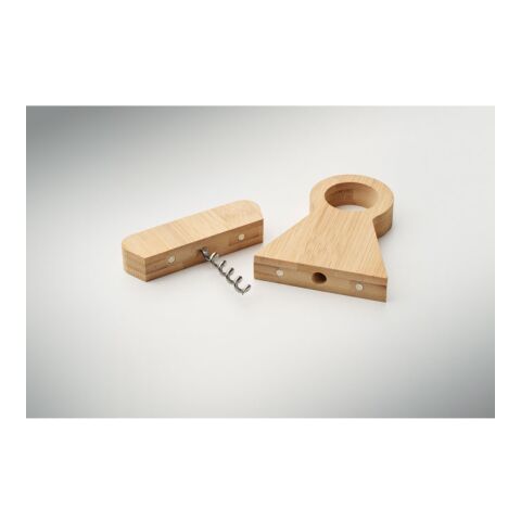 Flaschenhalter &amp; Öffner Bambus holzfarben