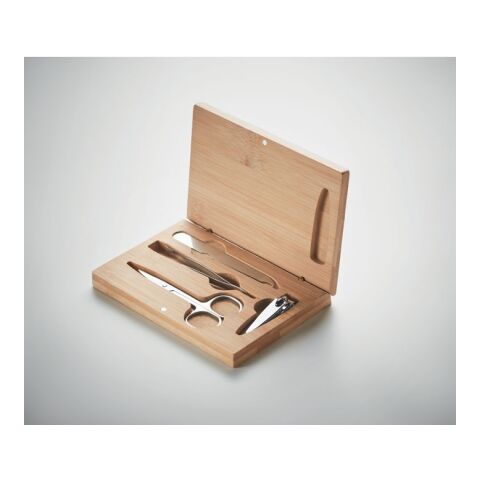 Maniküre-Set im Etui aus Bambus holzfarben | ohne Werbeanbringung | Nicht verfügbar | Nicht verfügbar | Nicht verfügbar