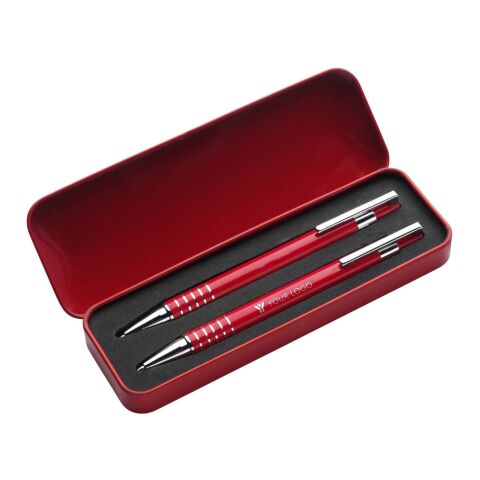 Schreibset 'Colour-Line' aus Aluminium/Metall Rot