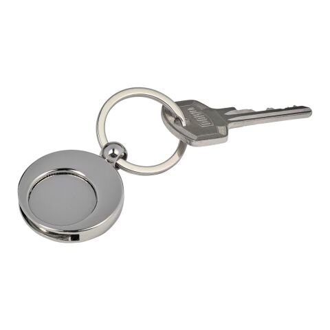 Schlüsselanhänger 'Shopping' aus Metall mit Einkaufswagenchip Silber