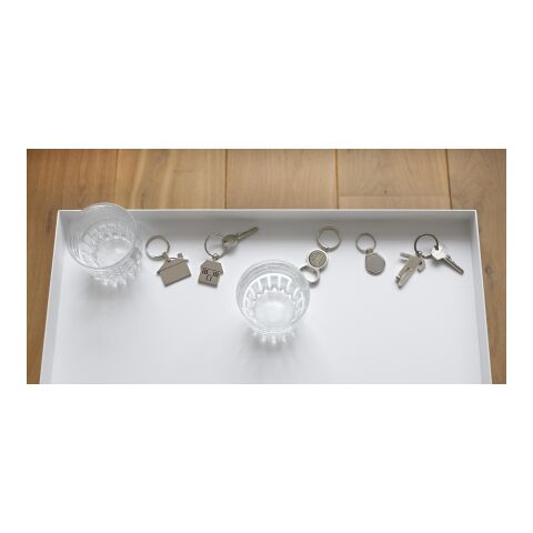 Schlüsselanhänger &#039;Villa&#039; aus Metall Silber | ohne Werbeanbringung | Nicht verfügbar | Nicht verfügbar