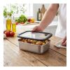 Edelstahl-Lunchbox mit Glasdeckel "RILO", 1100 ml silber | ohne Werbeanbringung | Nicht verfügbar | Nicht verfügbar