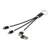 Metal 4-in-1 Ladekabel aus recyceltem Aluminium mit Schlüsselanhänger Standard | schwarz | ohne Werbeanbringung | Nicht verfügbar | Nicht verfügbar