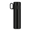 Isolierflasche mit Becher 500ml schwarz | 1-farbiger UV-Druck | gegenüber vom Henkel | 60 mm x 50 mm | Nicht verfügbar