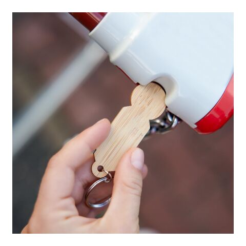 Einkaufswagenlöser &quot;Bamboo&quot; natur | ohne Werbeanbringung | Nicht verfügbar | Nicht verfügbar