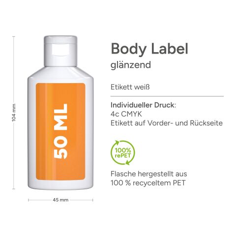 50 ml Flasche - Sportgel Weiß | ohne Werbeanbringung