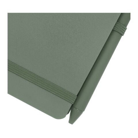 Thalaasa A6 Hardcover Notizbuch aus Ocean Bound Kunststoff mit Kugelschreiber (schwarze Mine) Standard | heather grün | ohne Werbeanbringung | Nicht verfügbar | Nicht verfügbar