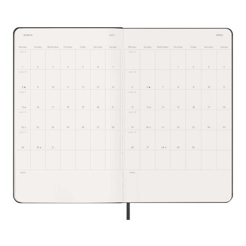 Moleskine Hardcover 12 Monate Wochenkalender L vertikal Standard | schwarz | ohne Werbeanbringung | Nicht verfügbar | Nicht verfügbar