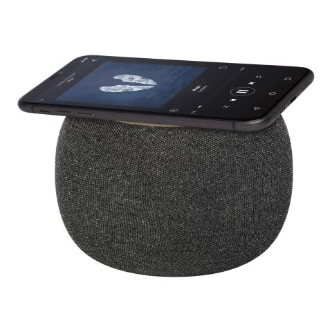 Ecofiber Bambus/RPET Bluetooth® Lautsprecher und kabelloses Ladepad Standard | natur-grau | ohne Werbeanbringung | Nicht verfügbar | Nicht verfügbar