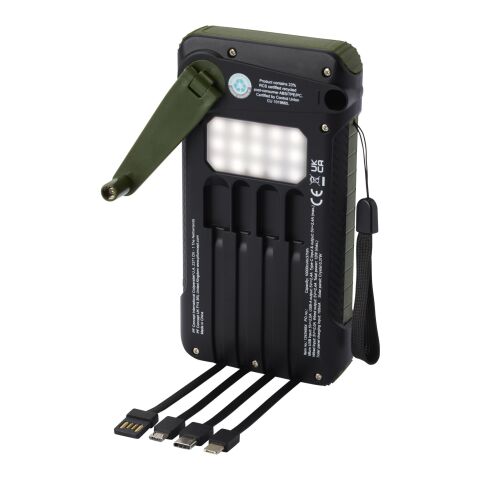 Soldy 10.000 mAh Solardynamo-Powerbank aus recyceltem GRS Kunststoff Standard | armeegrün | ohne Werbeanbringung | Nicht verfügbar | Nicht verfügbar