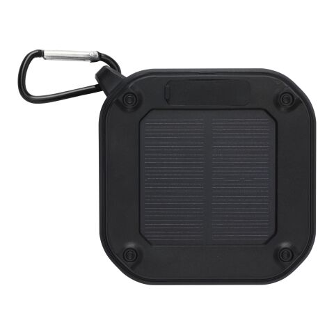 Solo 3W IPX5 Solar Bluetooth®-Lautsprecher aus recyceltem RCS Kunststoff mit Karabinerhaken Standard | schwarz | ohne Werbeanbringung | Nicht verfügbar | Nicht verfügbar