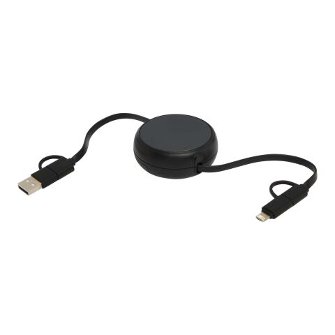 Alasia 100 cm 5-in-1 Kabel aus recyceltem Kunststoff und Aluminium, einziehbar, für Datenübertragung und mit 45W Schnellladung Standard | schwarz | ohne Werbeanbringung | Nicht verfügbar | Nicht verfügbar