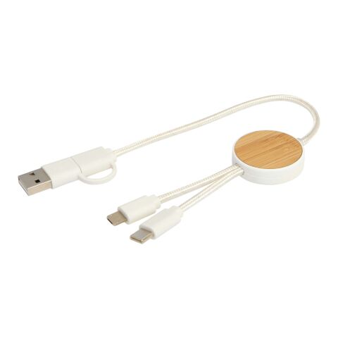 Chechia 30 cm 5-in-1 Kabel aus recyceltem Kunststoff für Datenübertragung und 27W Schnellladung mit Bambusdetails Standard | transparent | ohne Werbeanbringung | Nicht verfügbar | Nicht verfügbar