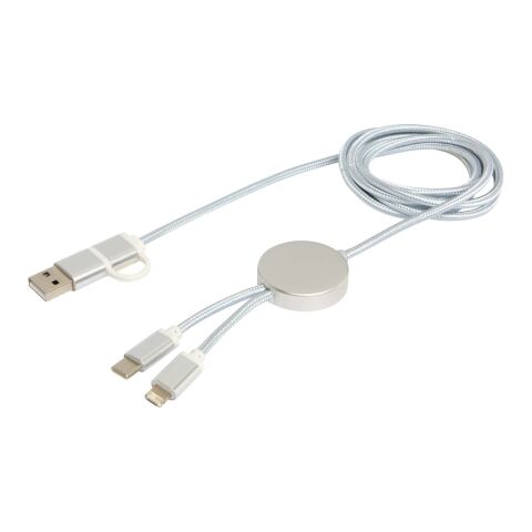 Alasia 150 cm 5-in-1 Kabel aus recyceltem Kunststoff für Datenübertragung und 27W Schnellladung Standard | Silber | ohne Werbeanbringung | Nicht verfügbar | Nicht verfügbar