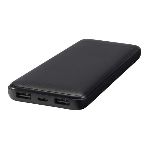 Adhil 10 W 10.000 mAh Powerbank aus recyceltem Kunststoff mit 2 integrierten Kabeln Standard | schwarz | ohne Werbeanbringung | Nicht verfügbar | Nicht verfügbar