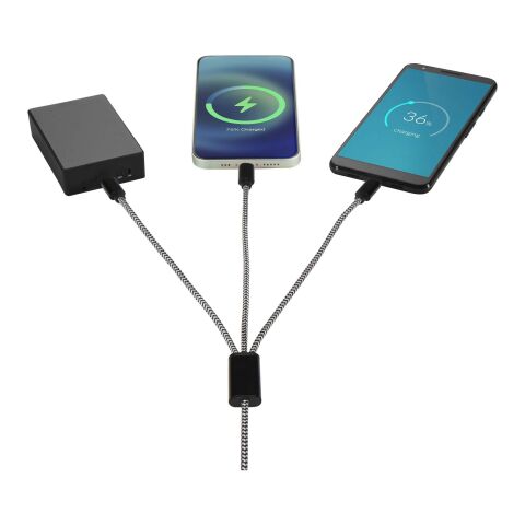 Alphecca 5-in-1-Ladekabel aus recyceltem Aluminium und RPET schwarz