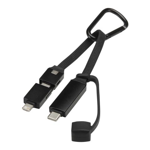 Algieba 65 W 3-in-1-Ladekabel aus recyceltem Aluminium mit Karabinerhaken schwarz