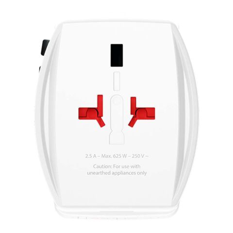 SKROSS® MUV AC65PD Reiseadapter mit USB-C Kabel  weiss