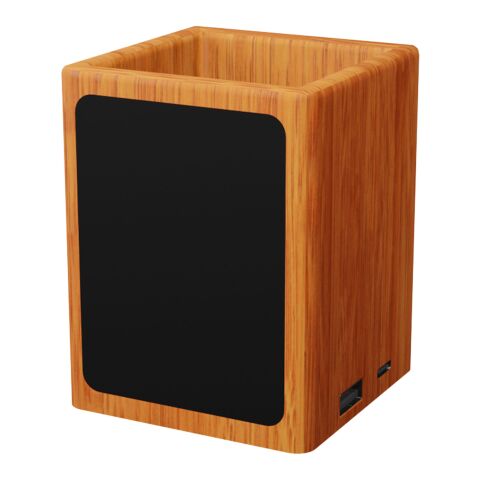 SCX.design O12 Stifthalter aus Holz mit doppeltem USB-Ausgang und Leuchtlogo holz | ohne Werbeanbringung | Nicht verfügbar | Nicht verfügbar