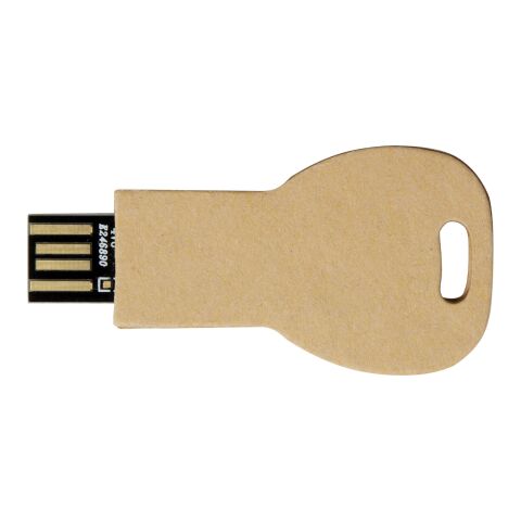 Schlüssel USB-Stick 2.0 aus recyceltem Papier Kraftpapier | 64 GB | 1-farbiger Tampondruck | Vorderseite | 36 mm x 14 mm