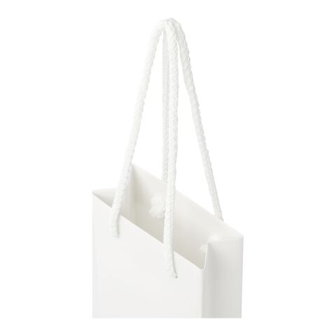 Handgefertigte 170 g/m² Integra-Papiertüte mit Kordelgriffen – klein weiß | ohne Werbeanbringung | Nicht verfügbar | Nicht verfügbar