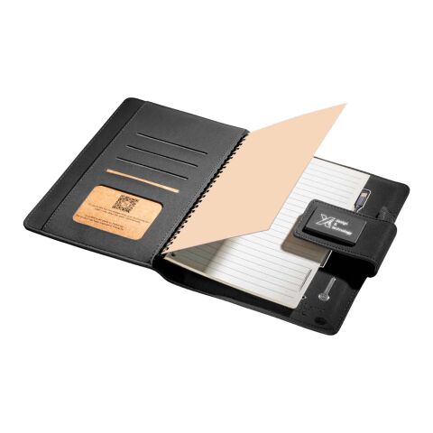 SCX.design O16 A5 Notizbuch mit Powerbank und Leuchtlogo Standard | schwarz | ohne Werbeanbringung | Nicht verfügbar | Nicht verfügbar