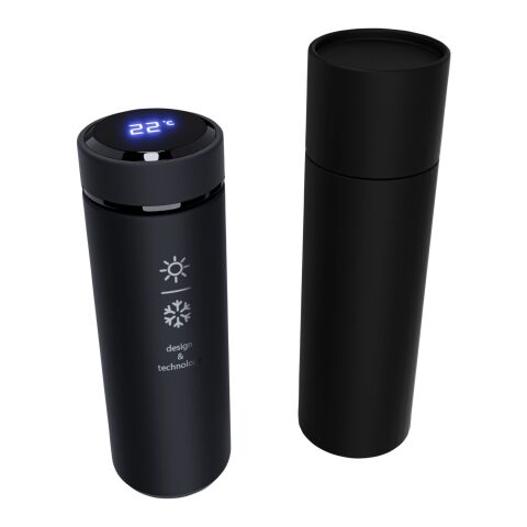 SCX.design D10 Smart Isolierflasche Standard | schwarz | Gravur | Vorderseite | 25 mm x 100 mm