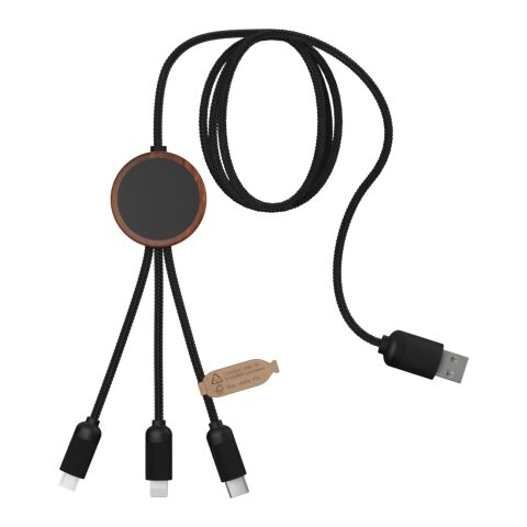 SCX.design C36 3-in-1 rPET erweitertes Ladekabel mit Leuchtlogo in rundem Bambusgehäuse Standard | holz | ohne Werbeanbringung | Nicht verfügbar | Nicht verfügbar