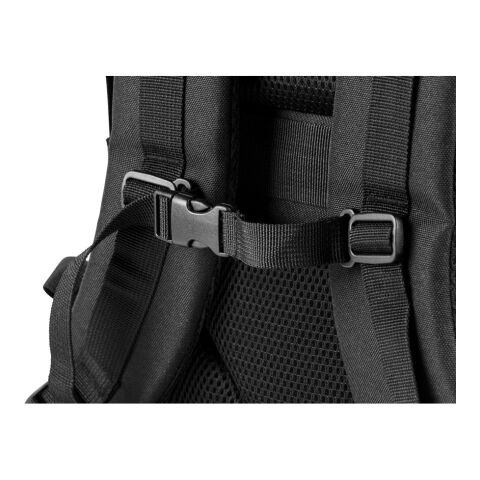 EDINBURGH BPACK. Rucksack im Militärstil aus 600D HD recyceltem Polyester und Innenfutter aus 210D recyceltem Polyester 17.3“ Schwarz | ohne Werbeanbringung