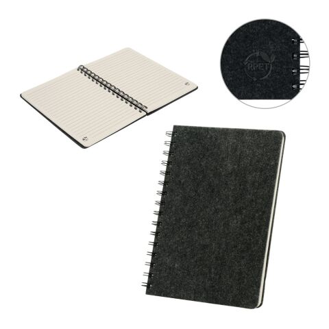 MISHIMA. A5-Ringbuch mit flexiblem Einband aus recyceltem Filz (100% rPET) mit linierten Seiten ohne Werbeanbringung