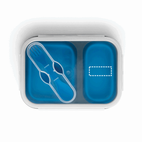 DILL. Faltbare hermetische Frischhaltebox aus Silikon und PP (480 und 760 mL) Blau | ohne Werbeanbringung | Nicht verfügbar | Nicht verfügbar | Nicht verfügbar