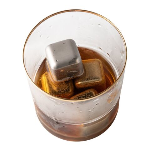 GLACIER. Set mit wiederverwendbaren Würfeln aus rostfreiem Stahl Silber | ohne Werbeanbringung