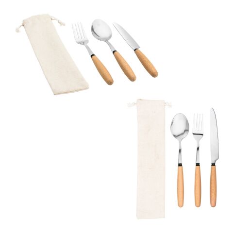 BOULUD. 3-teiliges Set aus Akazienholz Beige | ohne Werbeanbringung
