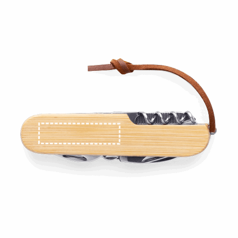 RYKER. Multifunktionales Taschenmesser aus Bambus und Edelstahl mit PU-Griff Natur | ohne Werbeanbringung | Nicht verfügbar | Nicht verfügbar | Nicht verfügbar