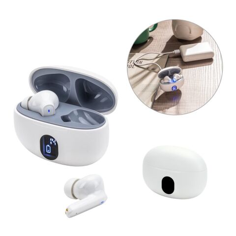 CAETANO. Wireless Earphones aus Recyceltes ABS (100% rABS) mit 4 Stunden Akkulaufzeit Weiß | ohne Werbeanbringung