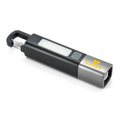 WIGGINS. ABS-Taschenlampe mit einer 2-W-LED-Leuchte (53 Lumen) an der Vorderseite und einer COB-Leuchte (53 Lumen) an der Oberseite schwarz