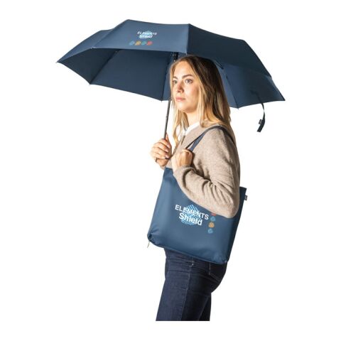 SKYLAR. 2-in-1-Regenschirm mit Einkaufstasche inklusive. Dieser ist aus recyceltem Polyester Schwarz | ohne Werbeanbringung | Nicht verfügbar | Nicht verfügbar | Nicht verfügbar
