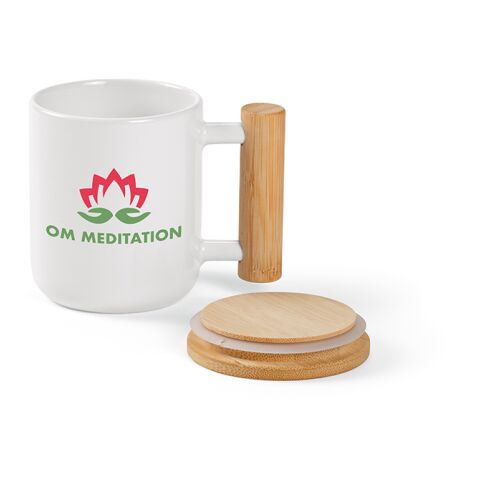 Douro Keramik Tasse mit Bambus, 380 ml. Für Sublimationsdruck geeignet Weiß | ohne Werbeanbringung | Nicht verfügbar | Nicht verfügbar | Nicht verfügbar