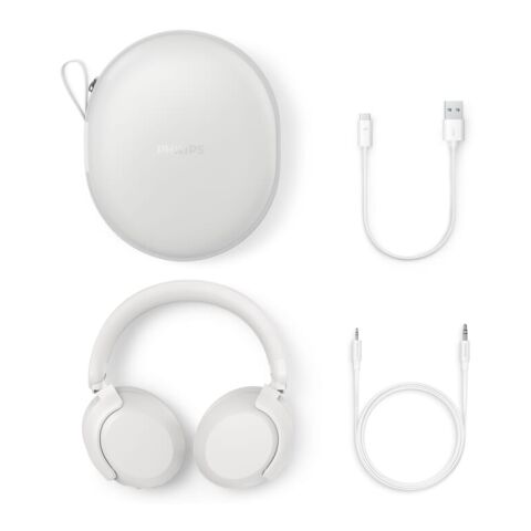 Philips TAH8000E Over-Ear-Kopfhörer mit ANC Weiss | Digital Transferdruck | Tasche | 55 mm x 50 mm