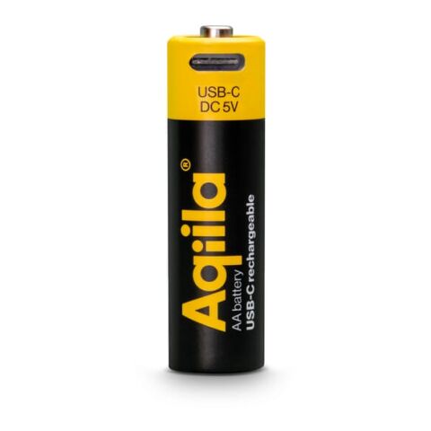 Aqiila wiederaufladbare USB-C-Batterien AA 2000 mAh, 4er-Pack Schwarz