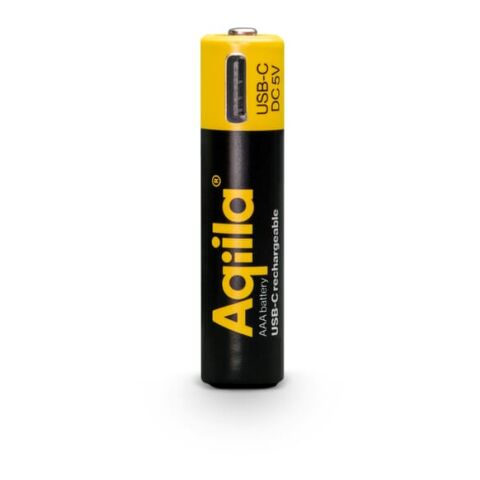Aqiila Wiederaufladbare USB-C-Batterien AAA 600 mAh, 4er-Pack Schwarz