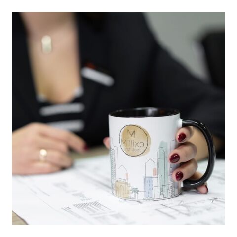 Oslo Sublimationsbecher farbig innen &amp; Griff 300ml Weiss-Schwarz | ohne Werbeanbringung | Nicht verfügbar | Nicht verfügbar | Nicht verfügbar