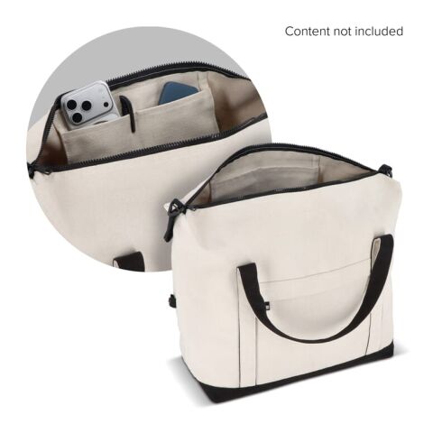InSideOut Reuuz Canvas Reisetasche 32 x 60 x 20 cm Beige-Schwarz | Digital Transferdruck | Fach | 110 mm x 80 mm